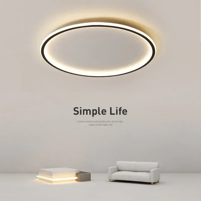 Nordic Minimalist LED Ceiling Light for Bedroom Living Room Aisle Study Room Balcony Circular Remote Control Lighting Chandelier