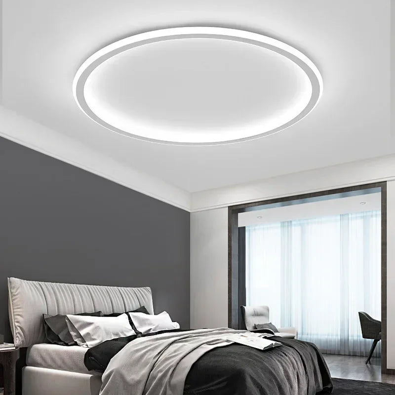 Nordic Minimalist LED Ceiling Light for Bedroom Living Room Aisle Study Room Balcony Circular Remote Control Lighting Chandelier