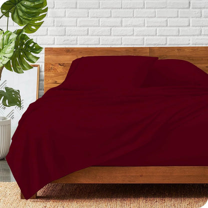 800 Thread Count 100% Egyptian Cotton Sheet Set, 4 Pc Set, Sateen Weave,Soft Luxury Bedding, Fits Upto 15" Inch Deep Pocket (Burgundy Solid, Full Size)